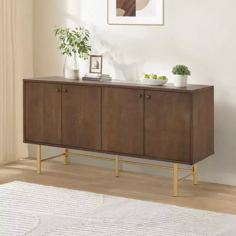 Modernes Sideboard-Buffet mit Metallgestell und zwei verstellbaren Einlegeböden