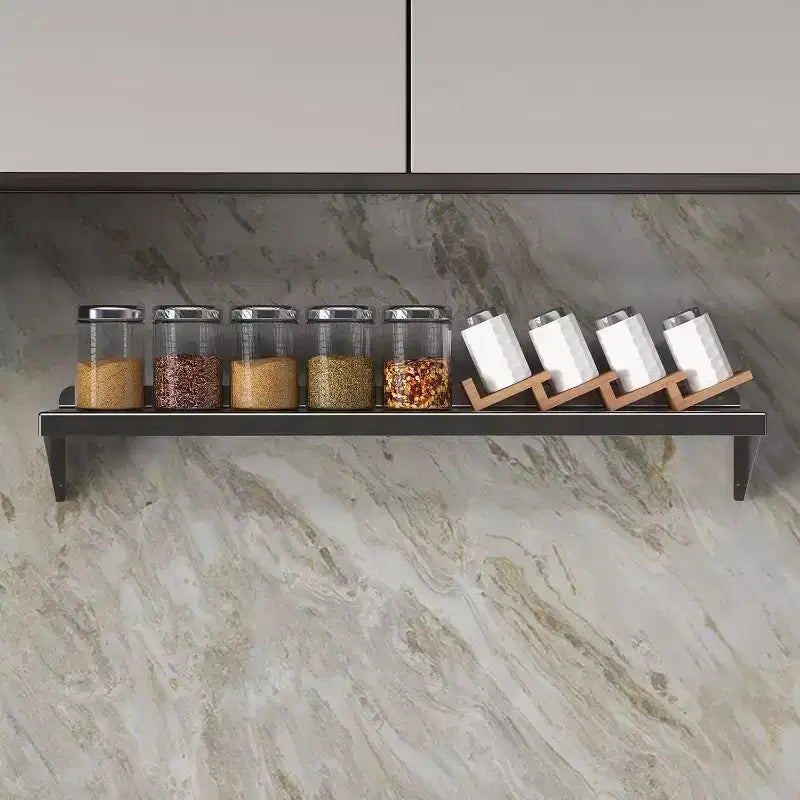 Estante de pared de acero inoxidable, estante flotante de metal con placa trasera y soportes ajustables para cocina, garaje y otros espacios