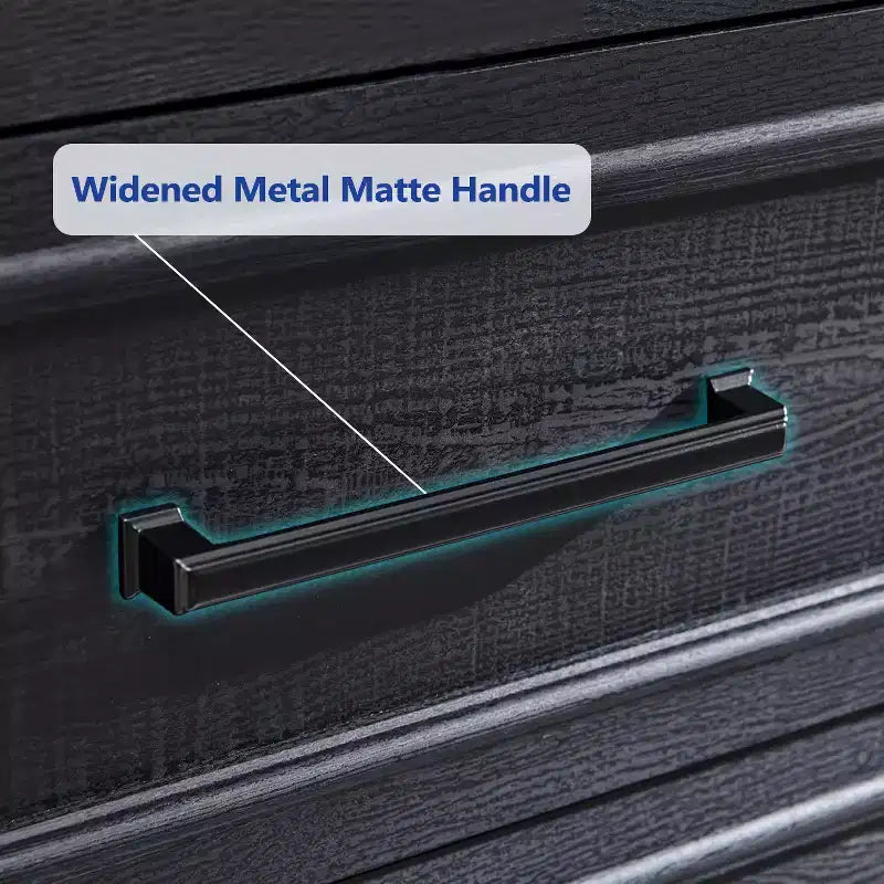 Kommode mit 5 Schubladen fürs Schlafzimmer, 46 hohe Kommode im Landhausstil mit breiten Metallgriffen, Schubladenorganizer aus Holz für Schlafzimmer und Flur