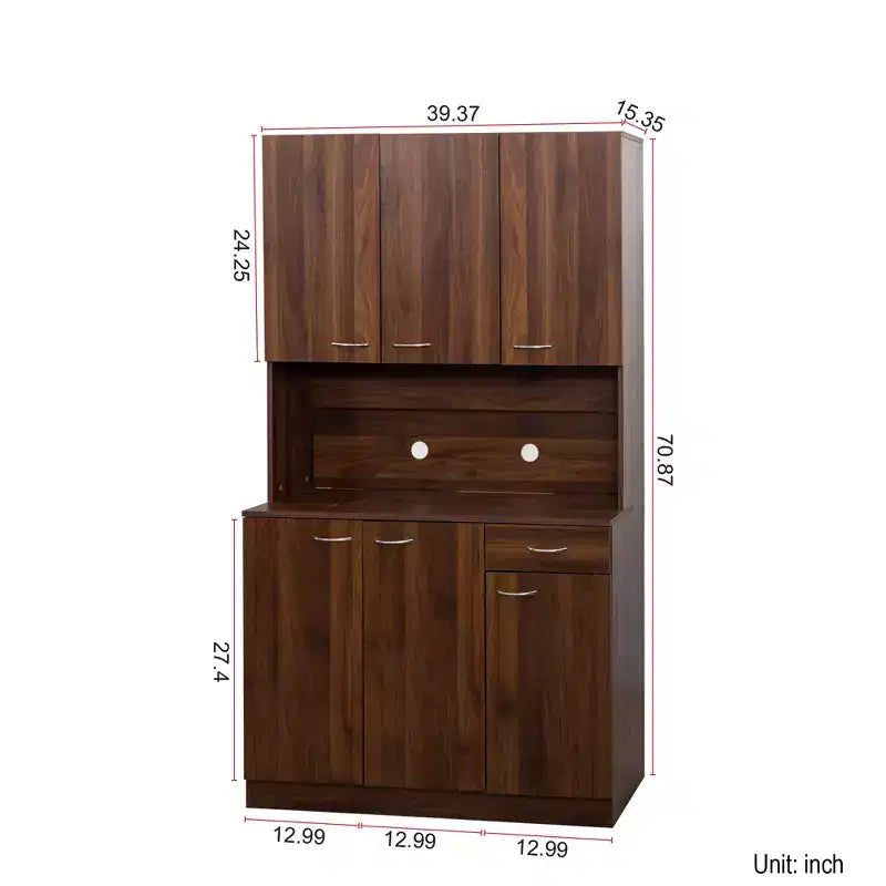 70.87 hoher Kleiderschrank mit 6 Türen, Aufbewahrungsschrank, Küchen-Sideboard- und Buffetschrank
