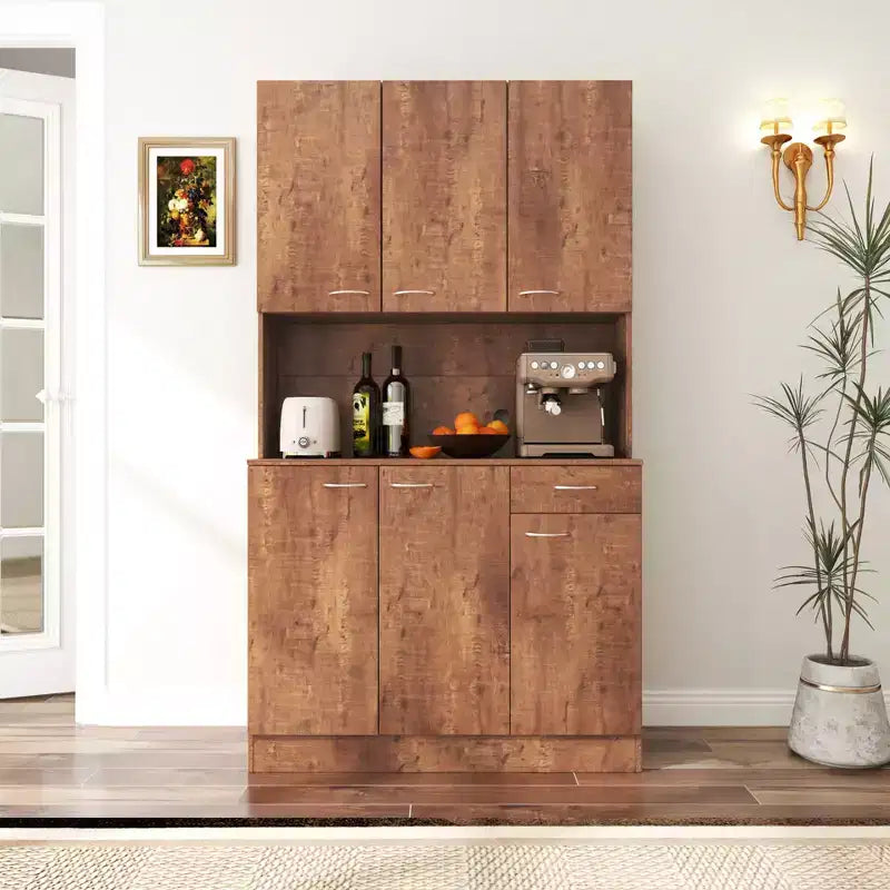 70.87 hoher Kleiderschrank mit 6 Türen, Aufbewahrungsschrank, Küchen-Sideboard- und Buffetschrank