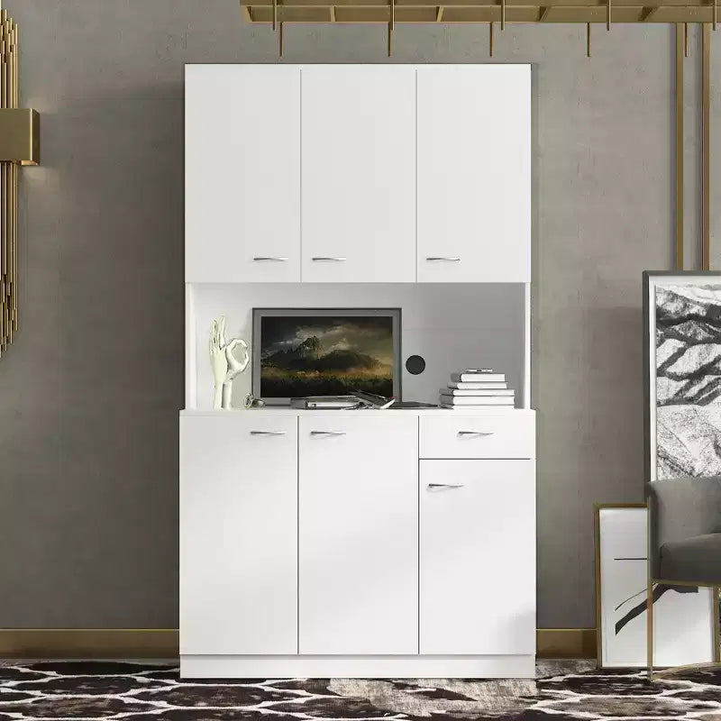 70.87 hoher Kleiderschrank mit 6 Türen, Aufbewahrungsschrank, Küchen-Sideboard- und Buffetschrank
