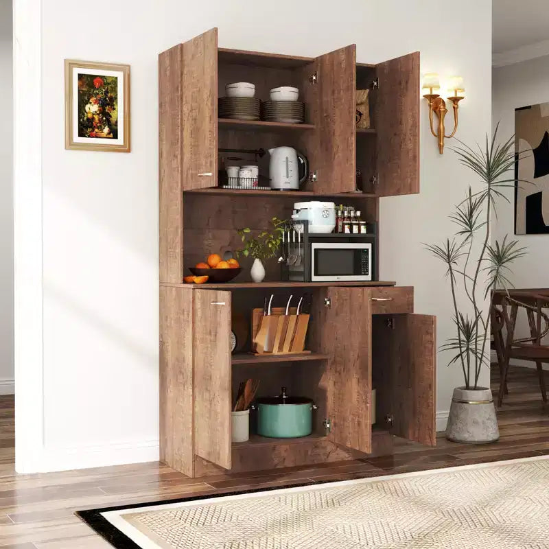 Armario alto de almacenamiento con 6 puertas, 70.87, aparador para cocina