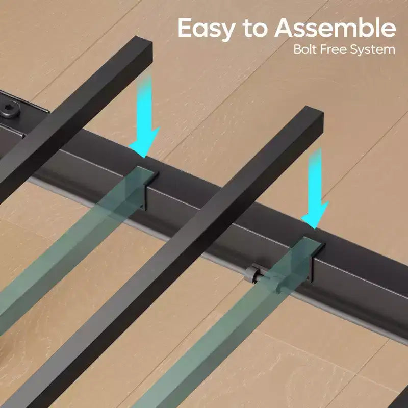 Estructura de cama tamaño full con plataforma y luces LED, cabecero de almacenamiento con estación de carga