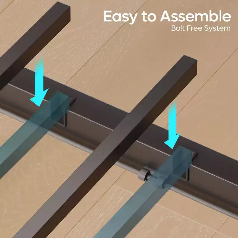 Estructura de cama tamaño full con plataforma y luces LED, cabecero de almacenamiento con estación de carga