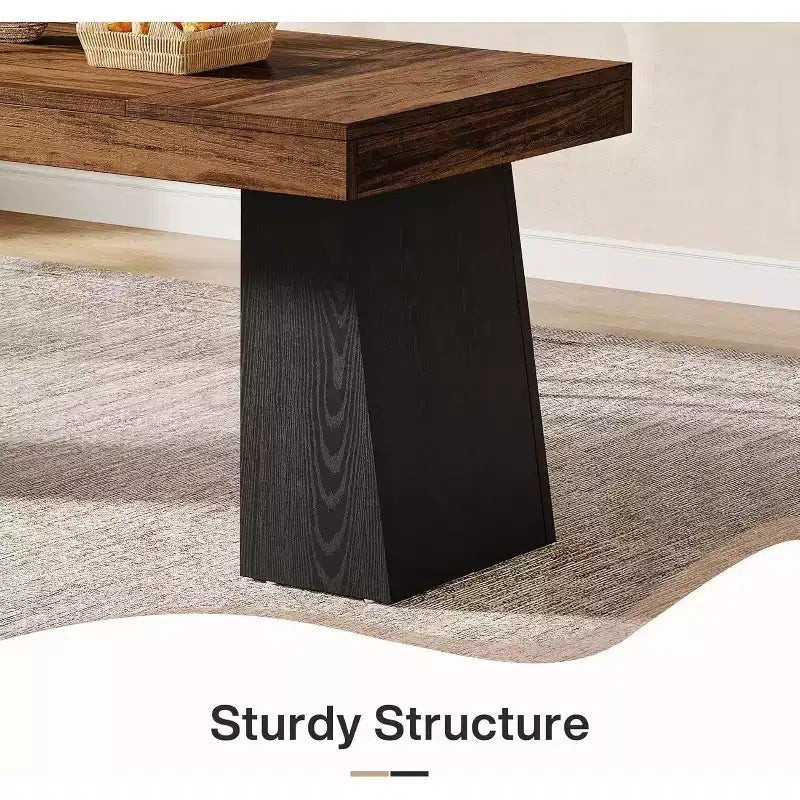 Mesa de comedor de madera de 55 pulgadas para 4-6 personas, mesa rectangular de comedor con patas resistentes