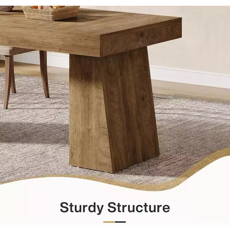 Mesa de comedor de madera de 55 pulgadas para 4-6 personas, mesa rectangular de comedor con patas resistentes