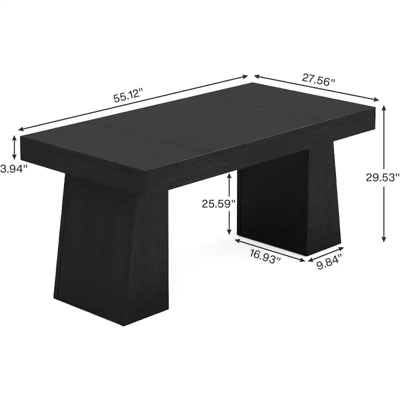 Table de salle à manger en bois de 55 pouces pour 4 à 6 personnes, table rectangulaire avec pieds robustes