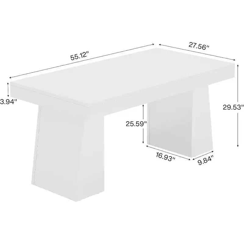Mesa de comedor de madera de 55 pulgadas para 4-6 personas, mesa rectangular de comedor con patas resistentes