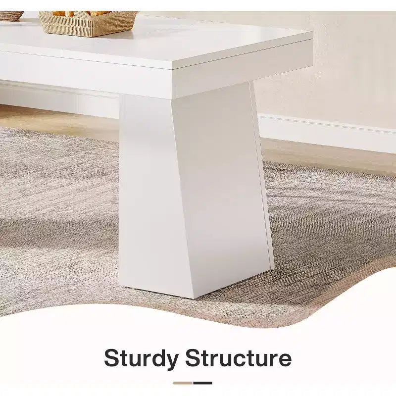 Mesa de comedor de madera de 55 pulgadas para 4-6 personas, mesa rectangular de comedor con patas resistentes