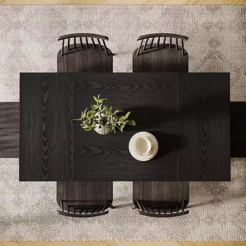 Mesa de comedor de madera de 55 pulgadas para 4-6 personas, mesa rectangular de comedor con patas resistentes