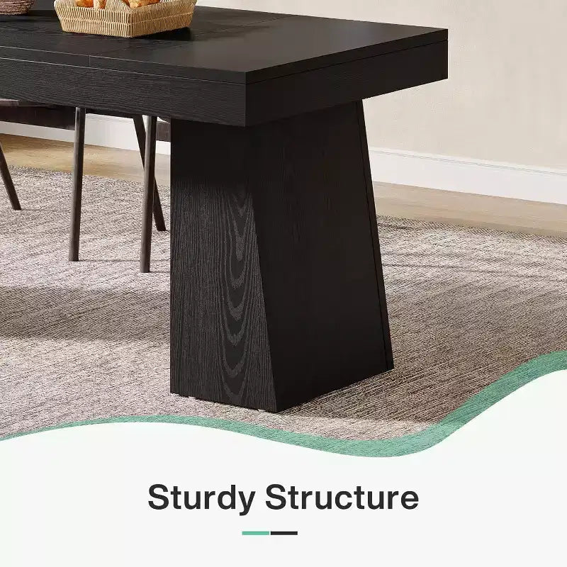 Mesa de comedor de madera de 55 pulgadas para 4-6 personas, mesa rectangular de comedor con patas resistentes