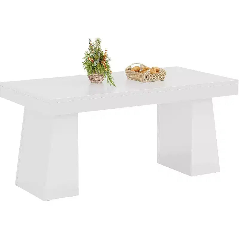 Table de salle à manger en bois de 55 pouces pour 4 à 6 personnes, table rectangulaire avec pieds robustes