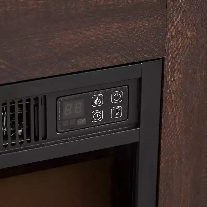 Mueble para TV con chimenea 3D y luces LED para televisores de hasta 60 pulgadas, toma de carga USB y estantes de vidrio