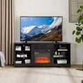 Mueble para TV con chimenea 3D y luces LED para televisores de hasta 60 pulgadas, toma de carga USB y estantes de vidrio