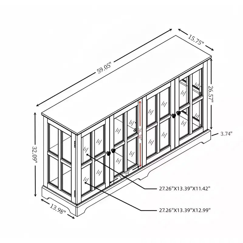 Vitrina de colección iluminada con 4 puertas de vidrio y estantes ajustables, expositor iluminado con tira de luces LED, mueble para TV