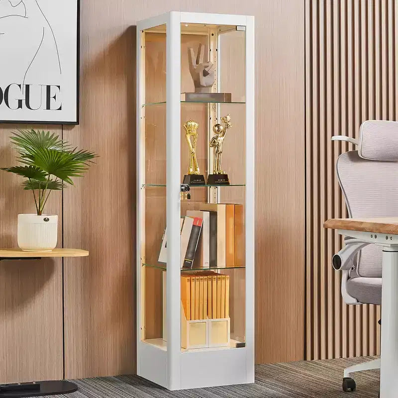Vitrina de 4 niveles con puertas de vidrio y cerradura, vitrina de colección de 63 con puerta de vidrio templado y estantes ajustables