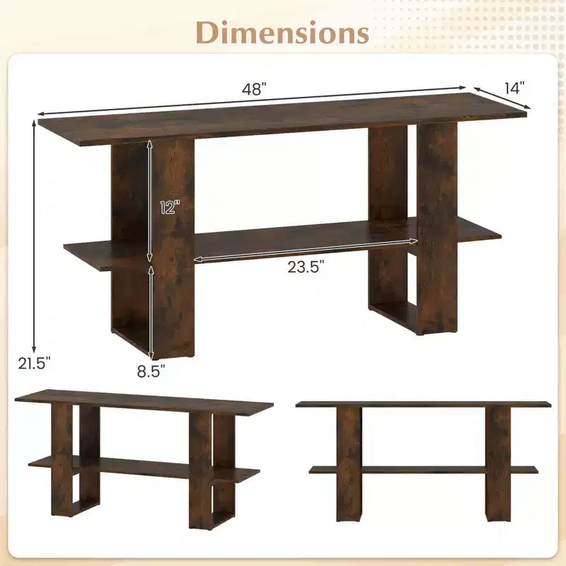 Mueble para TV de hasta 55 pulgadas, centro de entretenimiento con estante de almacenamiento para dormitorio, marrón rústico/blanco
