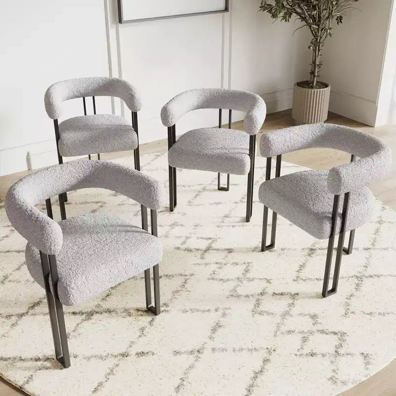 Modernes, rundes Esszimmerstuhl-Set, 2 Stück, gepolsterte Esszimmerstühle mit Sitzpolster und stabilem Metallgestell