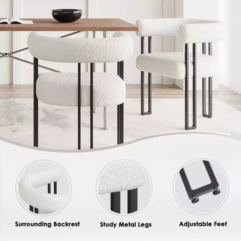 Juego de 2 sillas de comedor redondas modernas, sillas tapizadas para comedor con asiento acolchado y resistente estructura metálica