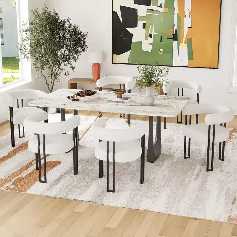 Modernes, rundes Esszimmerstuhl-Set, 2 Stück, gepolsterte Esszimmerstühle mit Sitzpolster und stabilem Metallgestell
