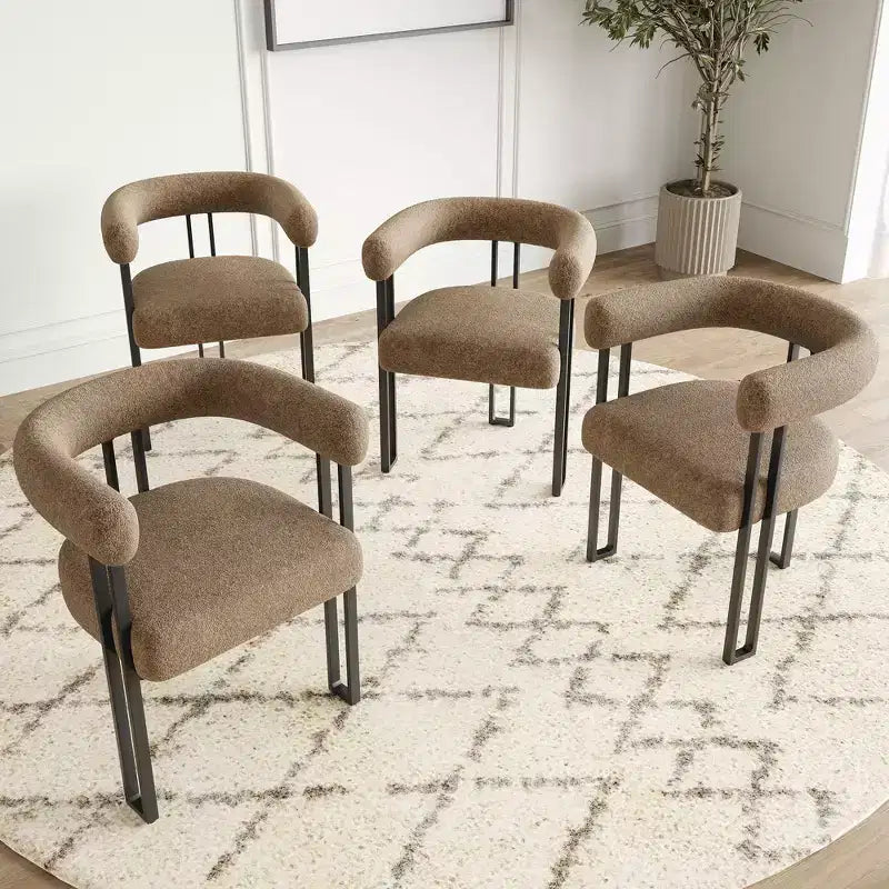 Modernes, rundes Esszimmerstuhl-Set, 2 Stück, gepolsterte Esszimmerstühle mit Sitzpolster und stabilem Metallgestell