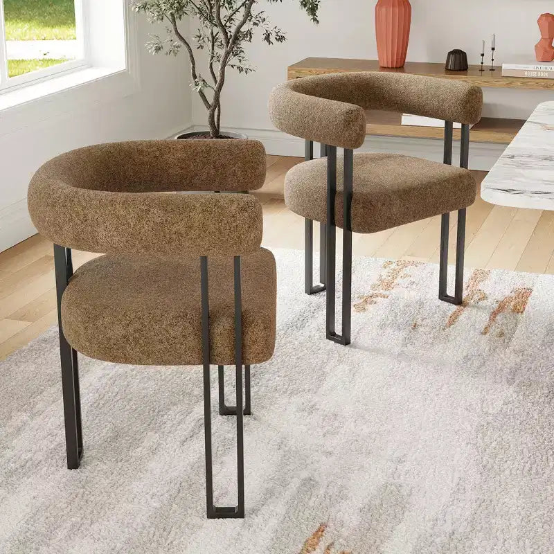 Juego de 2 sillas de comedor redondas modernas, sillas tapizadas para comedor con asiento acolchado y resistente estructura metálica