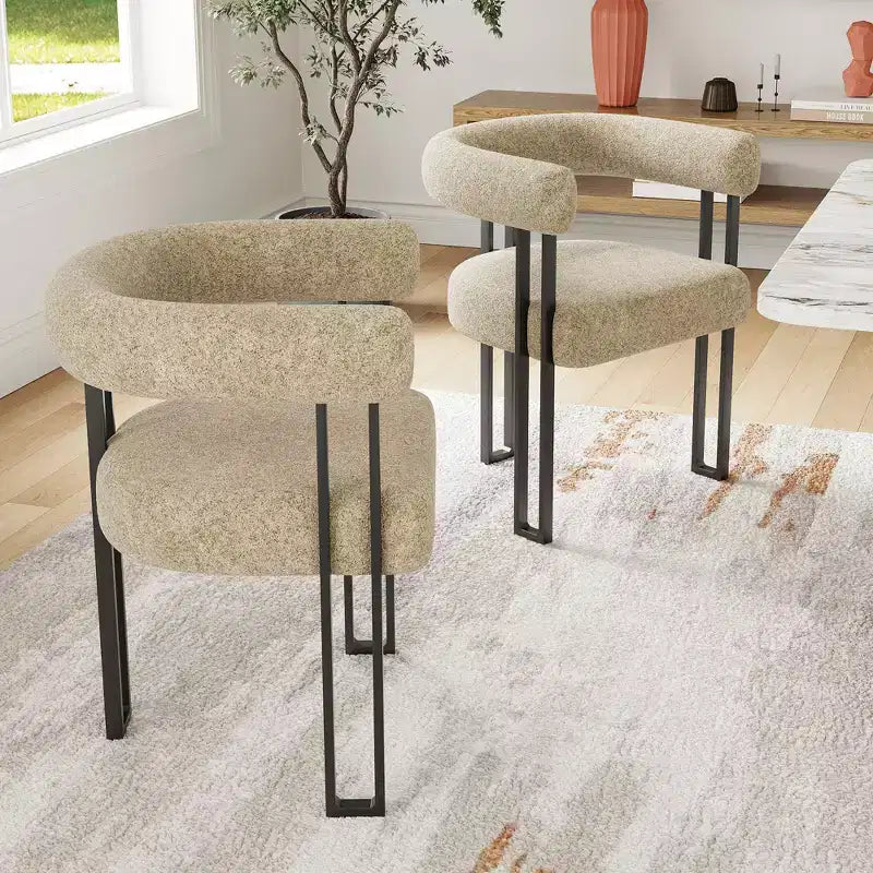 Juego de 2 sillas de comedor redondas modernas, sillas tapizadas para comedor con asiento acolchado y resistente estructura metálica