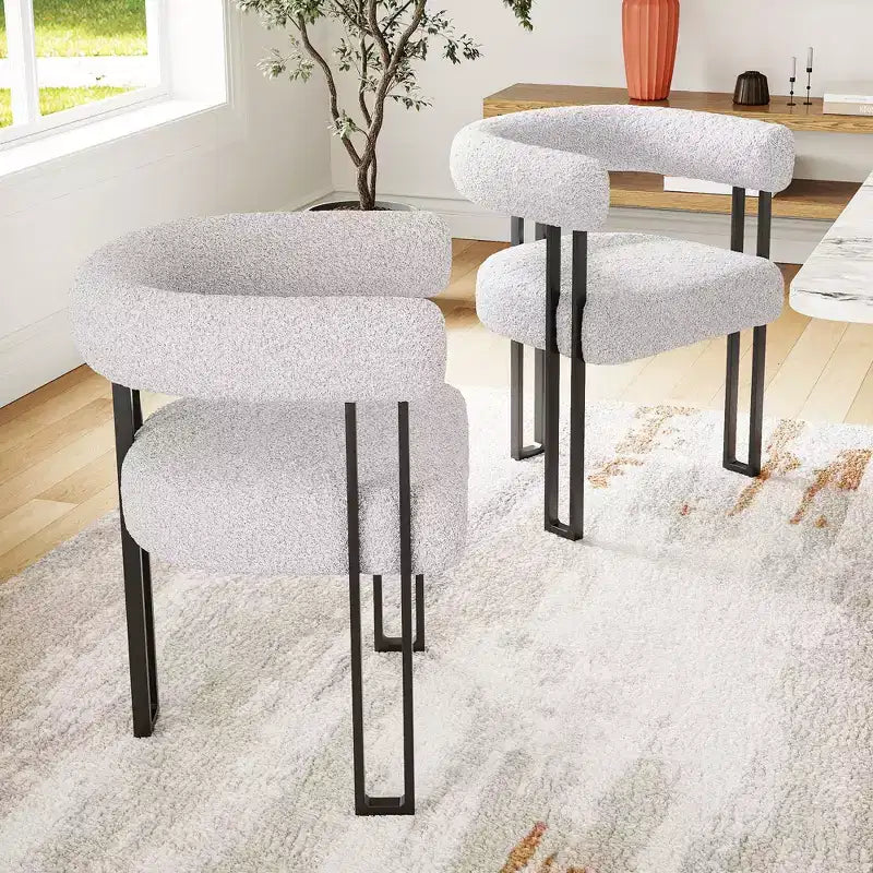 Juego de 2 sillas de comedor redondas modernas, sillas tapizadas para comedor con asiento acolchado y resistente estructura metálica