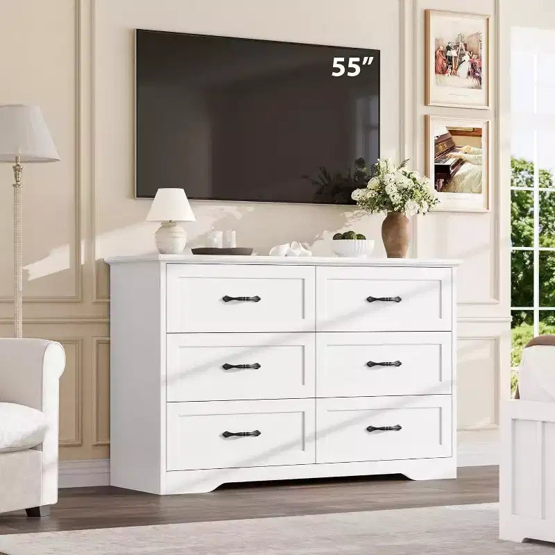 Kommode mit 6 Schubladen fürs Schlafzimmer, 47-Holzschrank mit Metallgriffen, moderne Schubladenkommode für Wohnzimmer, Flur und Kleiderschrank