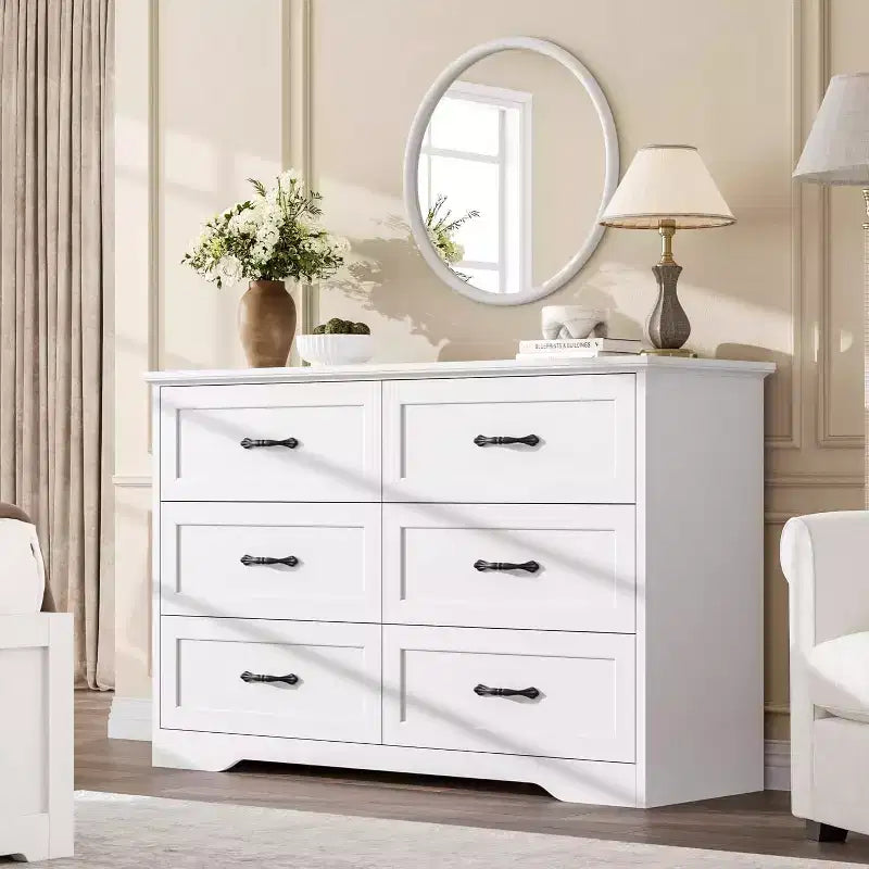 Kommode mit 6 Schubladen fürs Schlafzimmer, 47-Holzschrank mit Metallgriffen, moderne Schubladenkommode für Wohnzimmer, Flur und Kleiderschrank