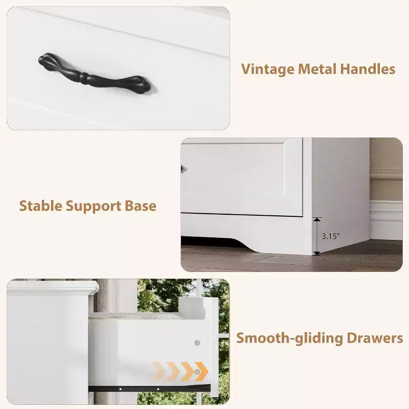 Kommode mit 6 Schubladen fürs Schlafzimmer, 47-Holzschrank mit Metallgriffen, moderne Schubladenkommode für Wohnzimmer, Flur und Kleiderschrank