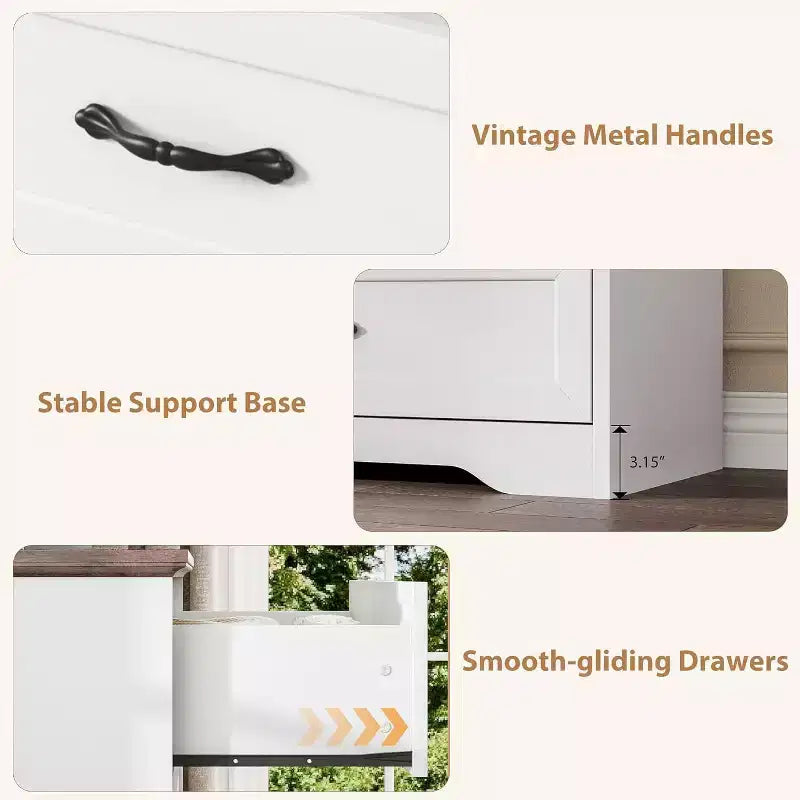 Kommode mit 6 Schubladen fürs Schlafzimmer, 47-Holzschrank mit Metallgriffen, moderne Schubladenkommode für Wohnzimmer, Flur und Kleiderschrank