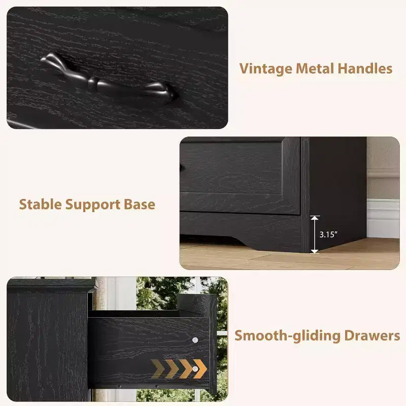 Cómoda de 6 cajones para dormitorio,47armario de almacenamiento de madera para el hogar con tiradores metálicos, cómoda moderna para la sala de estar, el pasillo o el armario