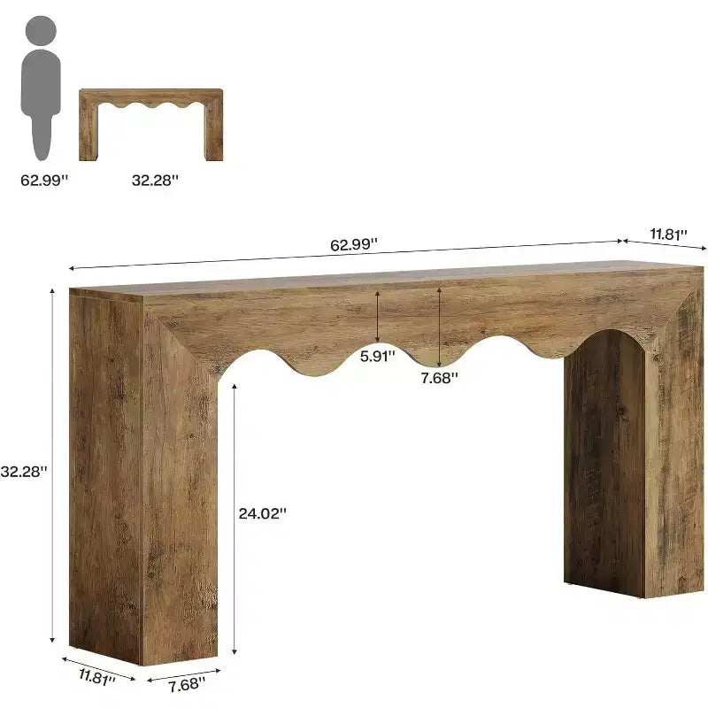 63-Zoll-Konsolentisch im Landhausstil, Sofa-Tisch aus Holz mit Stauraum, schmaler, langer Flurständer für Eingangsbereich und Wohnzimmer