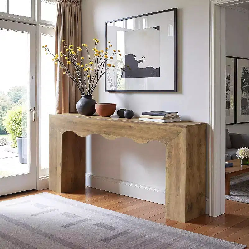 63-Zoll-Konsolentisch im Landhausstil, Sofa-Tisch aus Holz mit Stauraum, schmaler, langer Flurständer für Eingangsbereich und Wohnzimmer