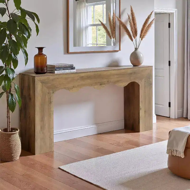63-Zoll-Konsolentisch im Landhausstil, Sofa-Tisch aus Holz mit Stauraum, schmaler, langer Flurständer für Eingangsbereich und Wohnzimmer
