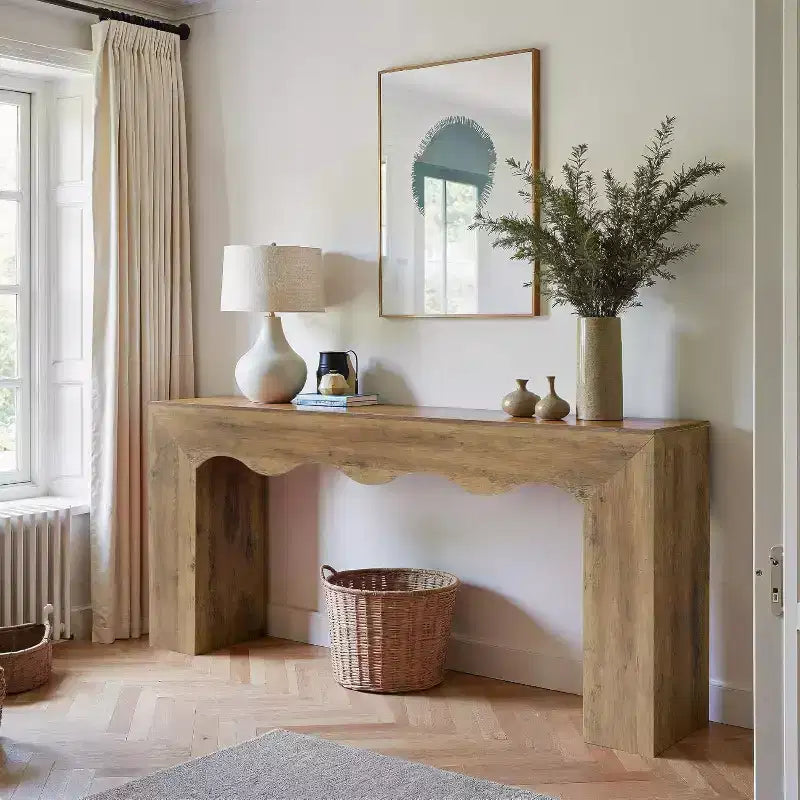 63-Zoll-Konsolentisch im Landhausstil, Sofa-Tisch aus Holz mit Stauraum, schmaler, langer Flurständer für Eingangsbereich und Wohnzimmer