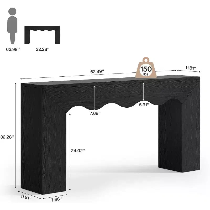 63-Zoll-Konsolentisch im Landhausstil, Sofa-Tisch aus Holz mit Stauraum, schmaler, langer Flurständer für Eingangsbereich und Wohnzimmer
