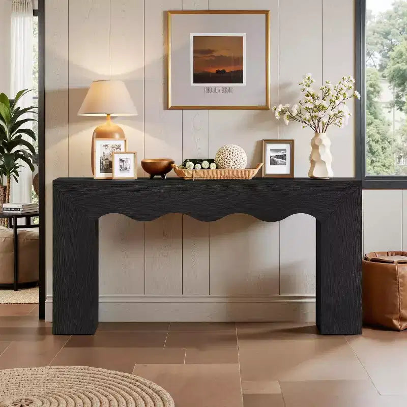 Mesa consola de estilo rústico de 63 pulgadas, mesa auxiliar de madera para sofá con espacio de almacenamiento, mueble estrecho y alargado para la entrada, el pasillo y la sala de estar