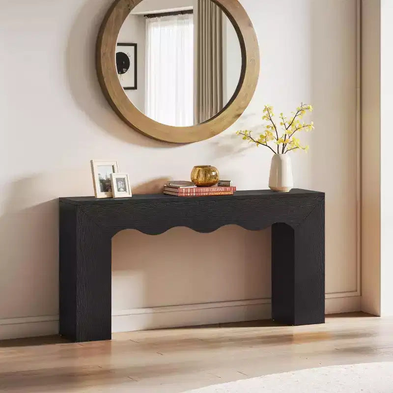 Mesa consola de estilo rústico de 63 pulgadas, mesa auxiliar de madera para sofá con espacio de almacenamiento, mueble estrecho y alargado para la entrada, el pasillo y la sala de estar