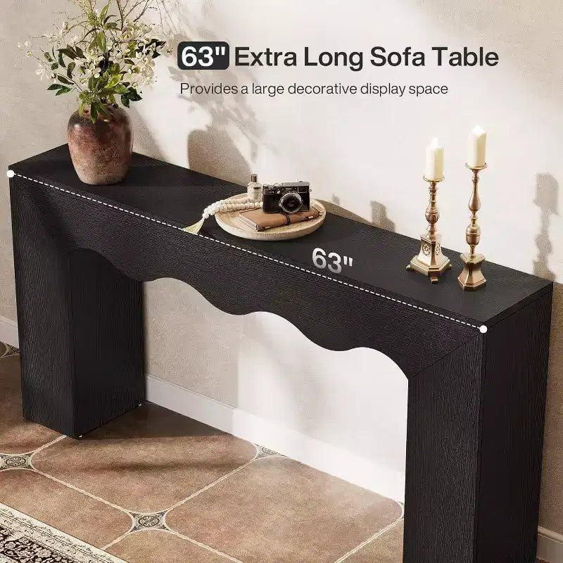 63-Zoll-Konsolentisch im Landhausstil, Sofa-Tisch aus Holz mit Stauraum, schmaler, langer Flurständer für Eingangsbereich und Wohnzimmer