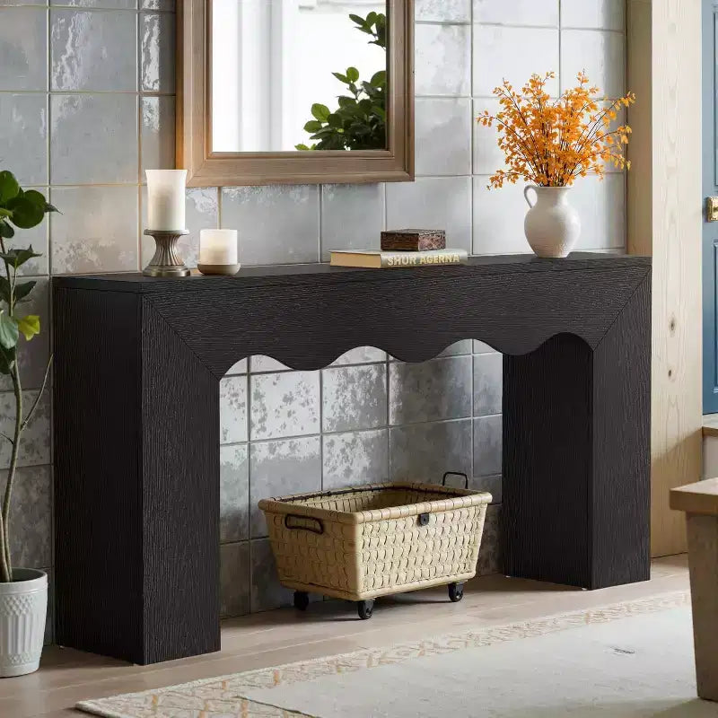 Mesa consola de estilo rústico de 63 pulgadas, mesa auxiliar de madera para sofá con espacio de almacenamiento, mueble estrecho y alargado para la entrada, el pasillo y la sala de estar