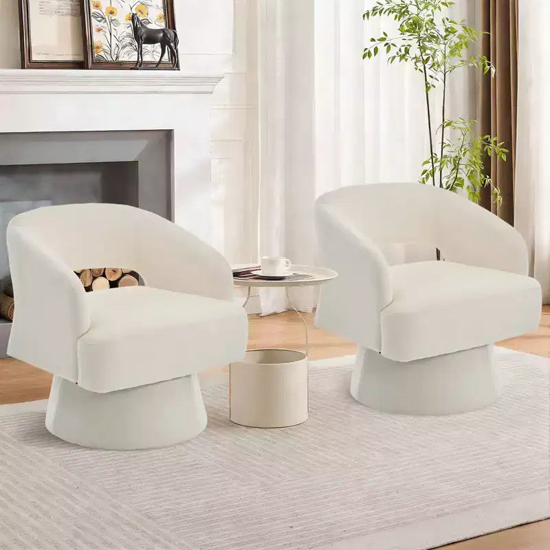 Um 360° drehbarer Fassessel - Wohnzimmerstuhl mit Teddyfleece-Bezug, ergonomische durchbrochene Rückenlehne, Akzent-Sessel für Schlafzimmer, Büro und Apartment