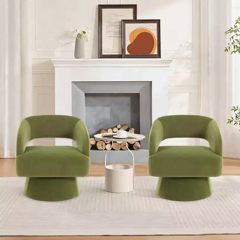 Um 360° drehbarer Fassessel - Wohnzimmerstuhl mit Teddyfleece-Bezug, ergonomische durchbrochene Rückenlehne, Akzent-Sessel für Schlafzimmer, Büro und Apartment