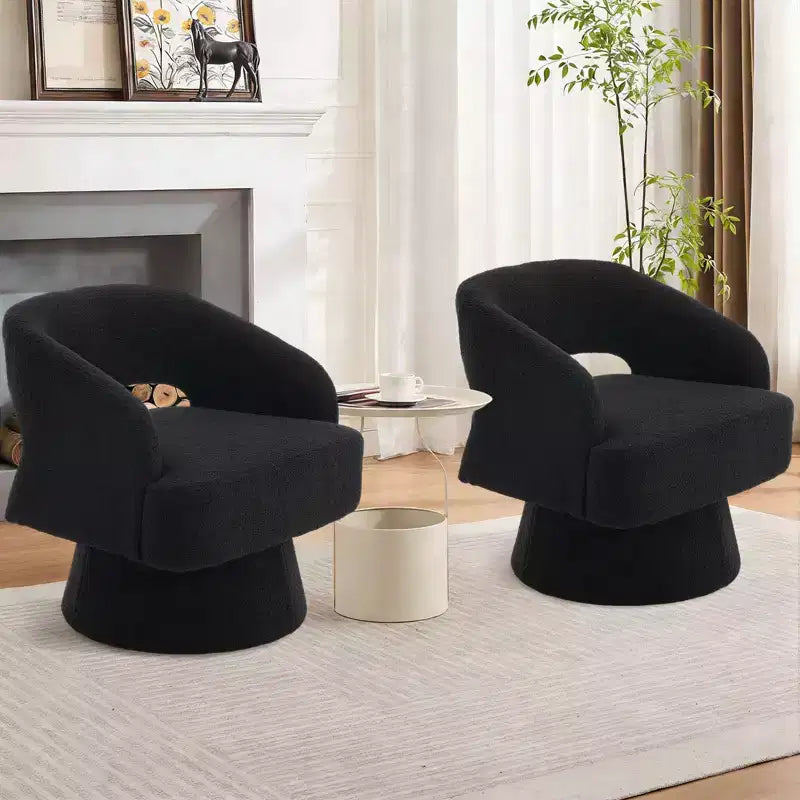 Um 360° drehbarer Fassessel - Wohnzimmerstuhl mit Teddyfleece-Bezug, ergonomische durchbrochene Rückenlehne, Akzent-Sessel für Schlafzimmer, Büro und Apartment