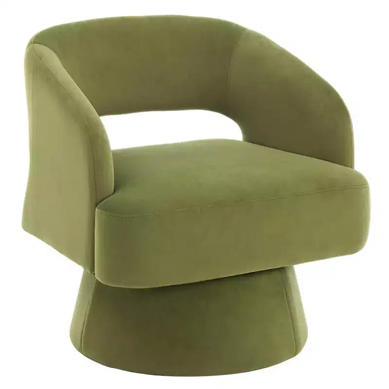 Sillón barril giratorio de 360, tapizado en tejido teddy fleece para sala de estar, respaldo calado ergonómico, sillón decorativo para dormitorio, oficina y apartamento