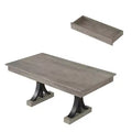 Mesa de comedor de 71 para 6-8 personas con 2 cajones, mesa rectangular de cocina, mesa de comedor de madera con estructura metálica