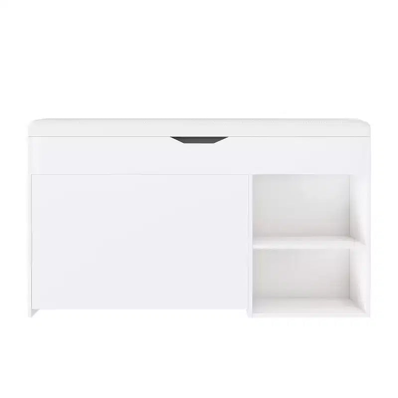 Banc d’entrée avec rangement à chaussures, 3 tiroirs basculants, compartiment dissimulé, meuble gain de place, blanc