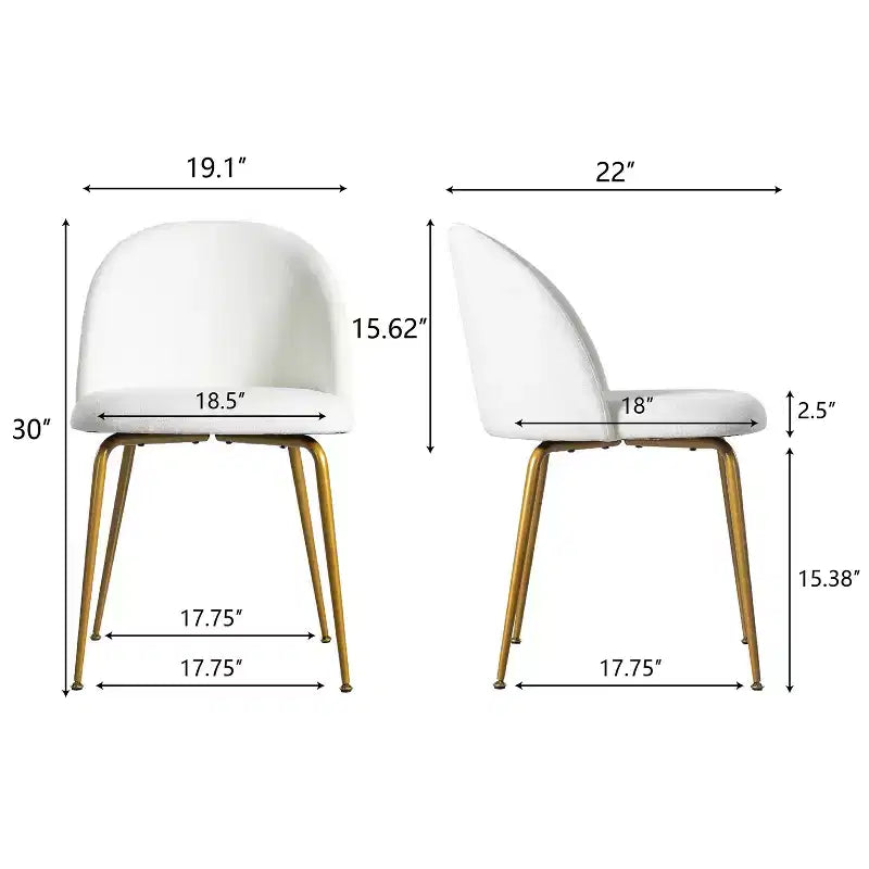 Silla lateral tapizada en blanco, 30 H